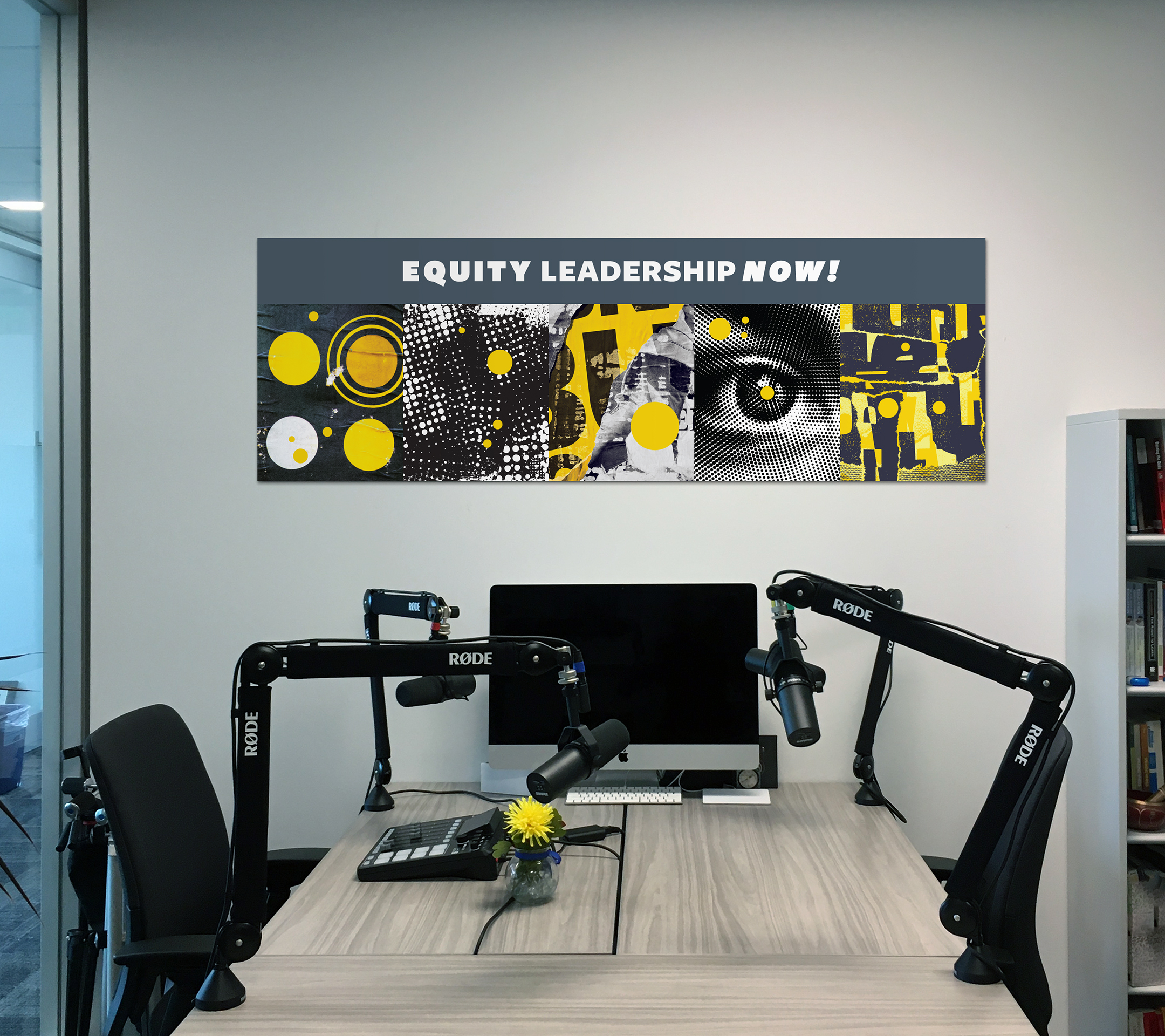 Berkeley School of Education Equity Leadership Now! podcast studio signage